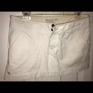 white abercrombie denim mini skirt